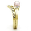 Slickblue Women's Stainless Steel Ring with IP Gold Finish and Rose Synthetic Pearl, Size 5-10 - 4 of 4