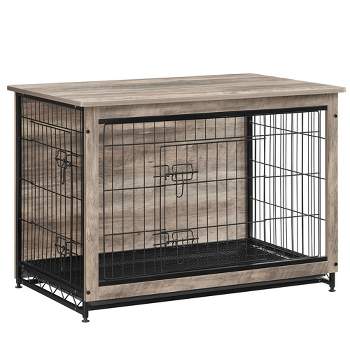 Feandrea Dog Crate Furniture, Modern Kennel for Dogs , Heavy-Duty Dog Cage with Multi-Purpose Removable Tray, Double-Door Dog House