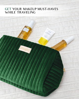 Emerald Green Velvet Large Makeup and Toiletry Bag