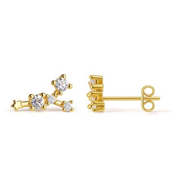 Molenia 18K Gold Plated 12 Constellation Personalized Earrings for Women, 925 Sterling Silver Zodiac Stud Earrings Horoscope Celestial Jewelry