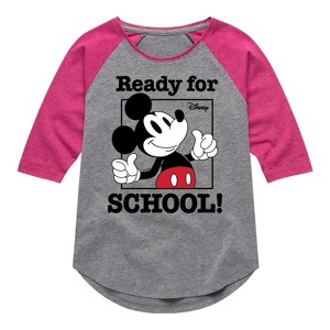 Girls' - Disney - Ready For School Shirt Tail Raglan Graphic T-shirt - 1 of 4