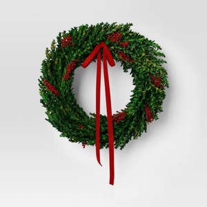 Boxwood Preserved Christmas Wreath - Threshold™ - 1 of 4