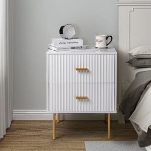 Ceandro Contemporary Classic 2 Drawer Nightstand|ARTFUL LIVING DESIGN-WHITE - 1 of 4