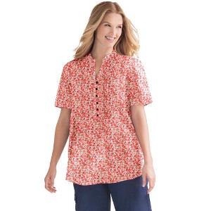 Woman Within Pintucked Half-Button Tunic - 1 of 4