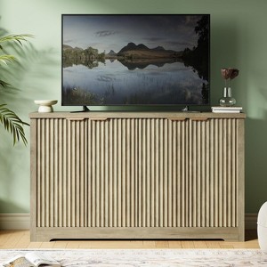 Garvee Fluted 4-Door Buffet Cabinet with Adjustable Shelves, Modern Sideboard Credenza Floor Mount Storage - 1 of 4