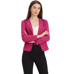 INSPIRE CHIC Women's Open Front Office Long Sleeve Lightweight Printed Floral Crop Suit Blazer - 1 of 4