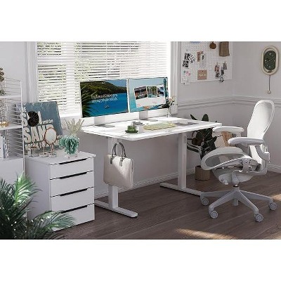 NicBex Adjustable Standing Desk Computer Desk with Tempered Glass Top, Ergonomic Sit to Stand Workstation for Home Office