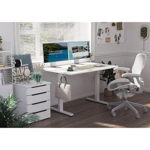NicBex Adjustable Standing Desk Computer Desk with Tempered Glass Top, Ergonomic Sit to Stand Workstation for Home Office - 1 of 4