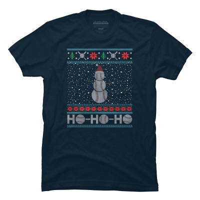 Men's Design By Humans Christmas Baseball Snowman Ugly Christmas Xmas By pahari T-Shirt