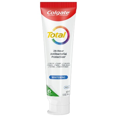 Colgate Total Whitening Fluoride Toothpaste - 5.1oz/3pk: Sugar-Free, Gluten-Free, Vegan, Mint Flavor