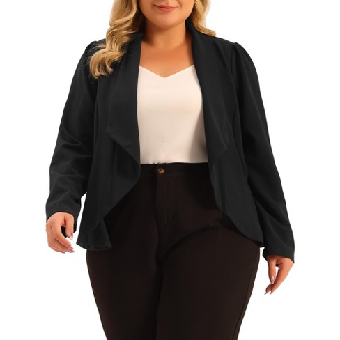 Agnes Orinda Women's Plus Size Ruffle Front Work Long Sleeve Cardigans Jackets Black 4x Target
