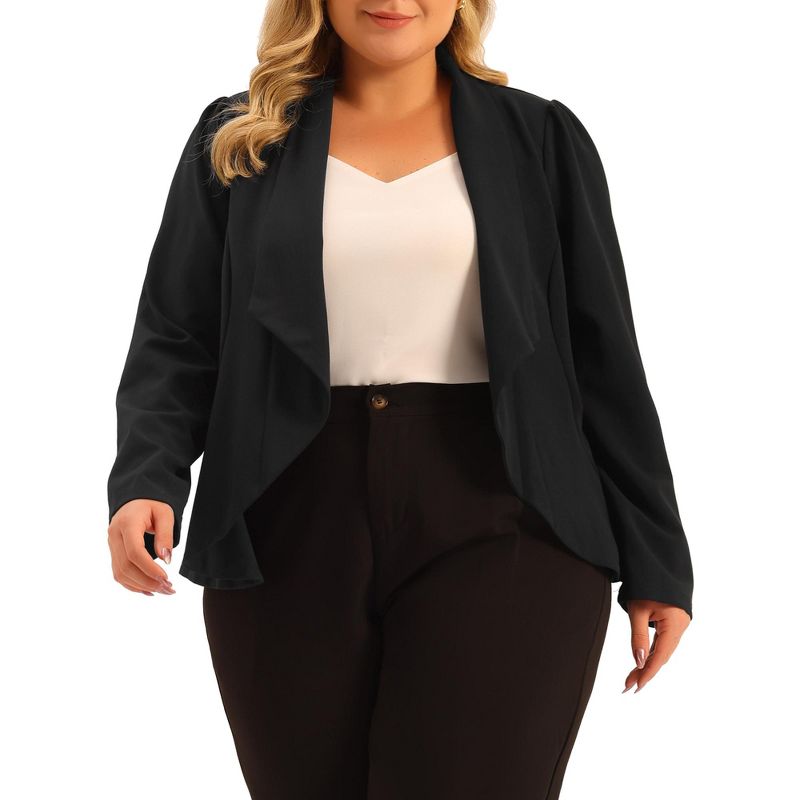 Agnes Orinda Women's Plus Size Ruffle Front Work Long Sleeve Cardigans Jackets, 1 of 6
