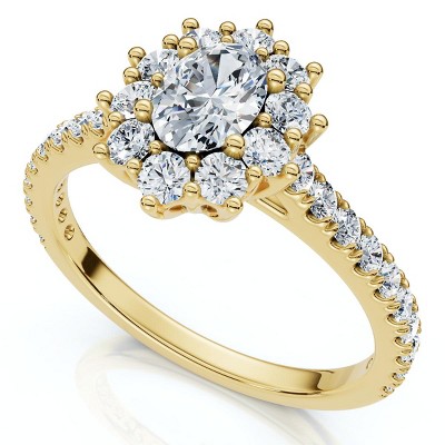 Pompeii3 1Ct TW Oval Halo Diamond Engagement Ring 14k Gold or Platinum Lab Created