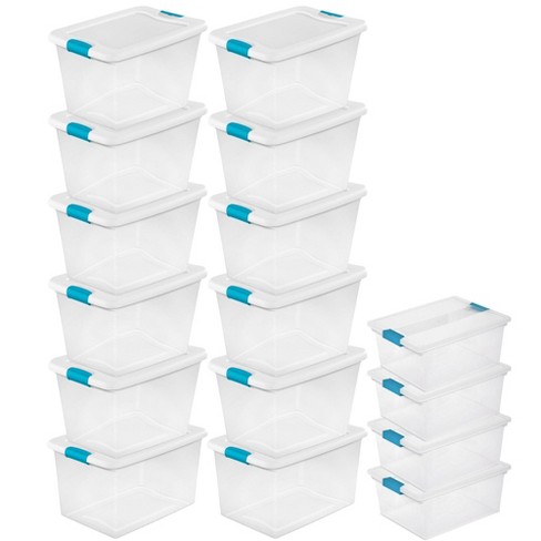 Sterilite 64 Quart Large Latching Stackable Clear Plastic Storage Tote Box,  12 Pack & Deep Clip Container Bins For Organization And Storage, 4 Pack :  Target