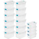Sterilite 64 Quart Large Latching Stackable Clear Plastic Storage Tote Box, 12 Pack & Deep Clip Container Bins for Organization and Storage, 4 Pack