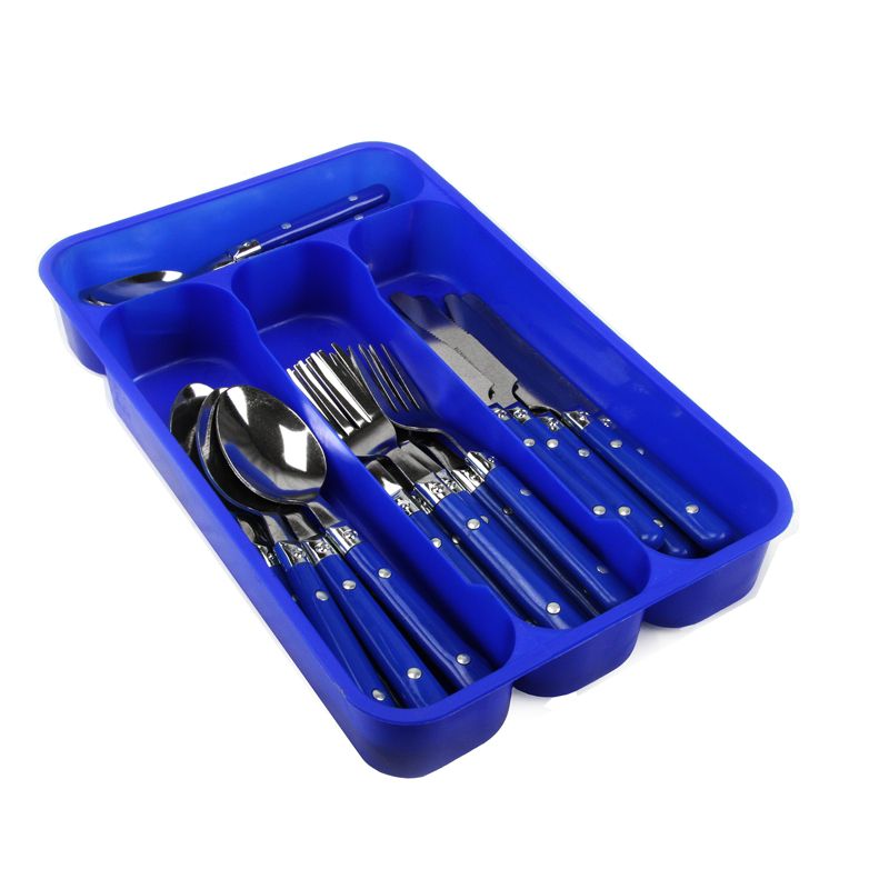 Gibson 24 Piece Casual Living Flatware Set in Blue, 1 of 5