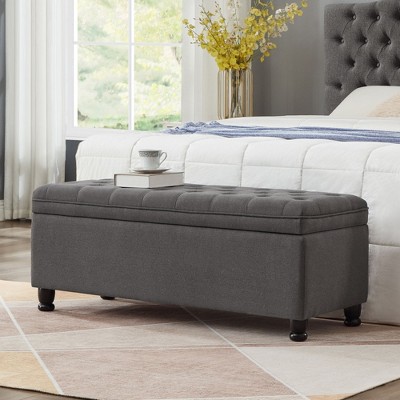 NicBex Storage Bench Upholstered Tufted Button with Spindle Wooden Legs for Bedroom and Entryway