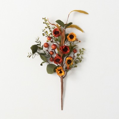 Artificial Berry And Flower Stem Multicolor 16"H
