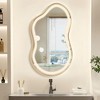 Beautyolove Irregular Asymmetrical Gold Framed LED Light Anti-Fog 3-Colors Dimmable Wall Mirror - 2 of 4