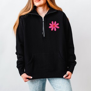 Happy Vibes Flower - Women's Quarter Zip Fleece Graphic Sweatshirt
