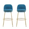 Set of 2 Bar Stools with Gold Metal Frame, Upholstered Round Seat and Low Back for Kitchen Island or Home Bar-The Pop Home - 2 of 4