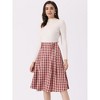 INSPIRE CHIC Women's Vintage Plaid High Waist Pleated A-Line Midi Skirt - 3 of 4