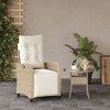 vidaXL Reclining Patio Chair with Footrest Beige Poly Rattan - 3 of 4