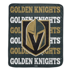 NHL Vegas Golden Knights Repeat Logo Wordmark Ultra Soft Blanket - 1 of 1