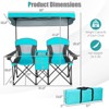 Gymax Double Folding Camping Chairs W/ Carrying Bag Outdoor 2-Seat Picnic Chair W/ Adjustable & Detachable Canopy Portable & Foldable Loveseat - 4 of 4