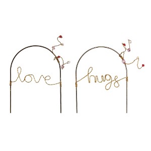 Transpac Wire Love Hugs Arch Pick Set of 2 with Pearls Decorative Figurines for Valentines Day Indoor Home Decor Gift - 1 of 1