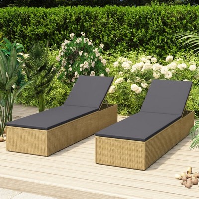 vidaXL Sunlounger Poly Rattan Brown and Dark Gray