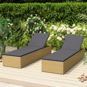 vidaXL Sunlounger Poly Rattan Brown and Dark Gray - 1 of 4