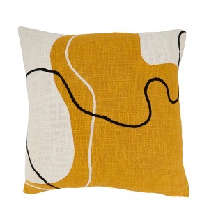 Saro Lifestyle Artistic Ambiance Abstract  Down Filled Throw Pillow, 20"x20", Yellow - 1 of 3