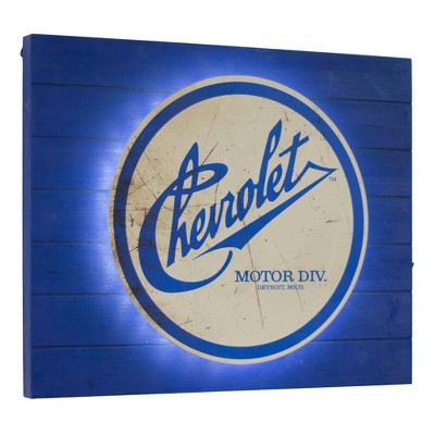 Vintage Chevrolet Metal Backlit LED Wall Sign - American Art Decor: Neon Style, Garage Decor, Man Cave Accessory