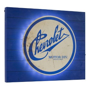 Vintage Chevrolet Metal Backlit LED Wall Sign - American Art Decor: Neon Style, Garage Decor, Man Cave Accessory - 1 of 4