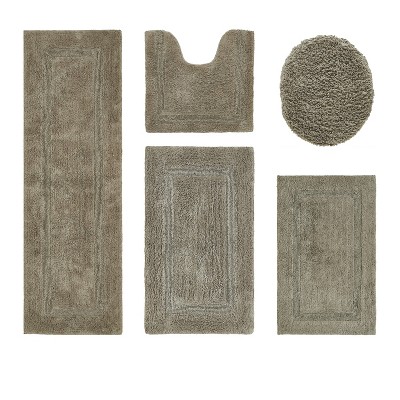 Lux Premium 100% Cotton Tufted Solid Reversible 5 Piece Bath Rug Set – Ultra-Soft, Water-Absorbent, Durable, Machine Washable Bathroom Rug