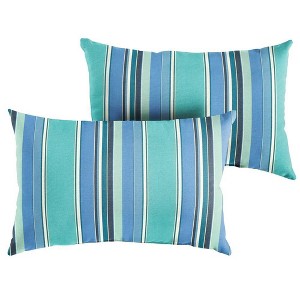 Sunbrella 2pk Lumbar Outdoor Throw Pillows Dolce Oasis: Weather-Resistant, Acrylic Canvas, Stripe Design - 1 of 4