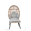 Outdoor Patio Wicker Egg Chair with Footstool 4W, Gray Blue/Beige -ModernLuxe - 4 of 4
