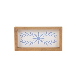 Blue Floral Pattern Tray Wood & MDF by Foreside Home & Garden - 1 of 4