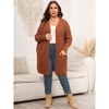 Coolmee Womens Plus Size Cardigan Long Sleeves Mid Length Knit Sweater Open Front Casual Coat With Pockets - 3 of 4
