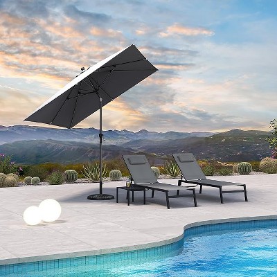 PURPLE LEAF Patio Umbrella Outdoor Table Umbrella Aluminum Frame Market Umbrella Sun Umbrella with 8 Sturdy Ribs