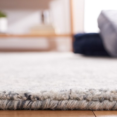 Ivory and Gray Abstract Handmade Wool Area Rug