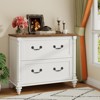 Lateral File Cabinet for Letter/A4/Legal Size Hanging Files, 2 Drawers White File Storage Cabinet Printer Stand - 3 of 4