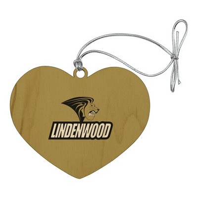 Lindenwood University Secondary Logo Heart Love Wood Christmas Tree Holiday Ornament