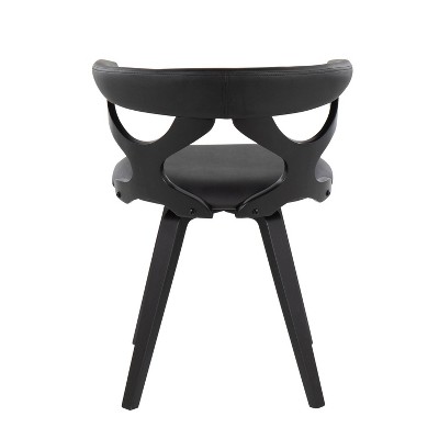 Black Faux Leather Swivel Dining Chair with Cutout Backrest