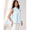 INSPIRE CHIC Women's Eyelet Stand-up Collar Crochet Floral Embroidered Peplum Sleeveless Blouses - 4 of 4