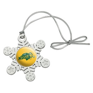 North Dakota State Bison Logo Secondary Metal Snowflake Christmas Tree Holiday Ornament - 1 of 3