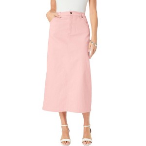 Roaman's Women's Plus Size Back Split Pencil Skirt - 1 of 3