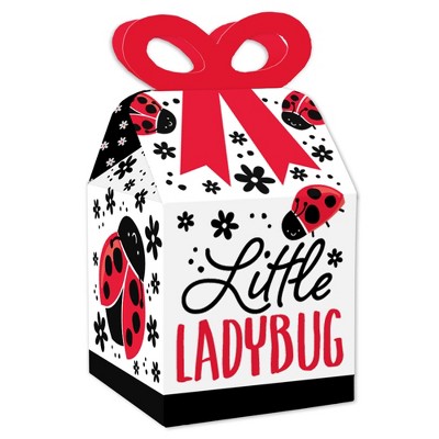 Big Dot of Happiness Happy Little Ladybug - Square Favor Gift Boxes - Baby Shower or Birthday Party Bow Boxes - Set of 12