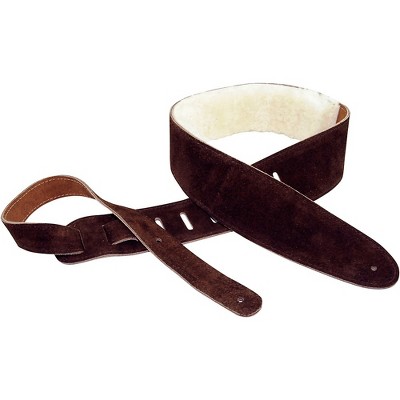 Perri's Suede With Sheep Skin Guitar Strap Brown 2.5 in.